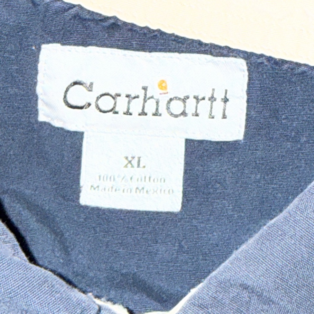 Carhartt Men’s XL Regular 100% Cotton Short Sleeve Work Shirt Blue 2010 RN14806 - Picture 9 of 12
